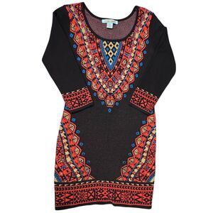 Flying Tomato Knee Length Tribal Bodycon Sweater Dress Size Medium